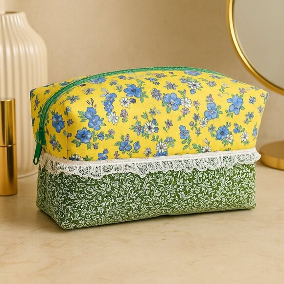 Fe.Ly Handbags - Waterproof Makeup Bag – Floral & Lace Cosmetic Pouch Handmade